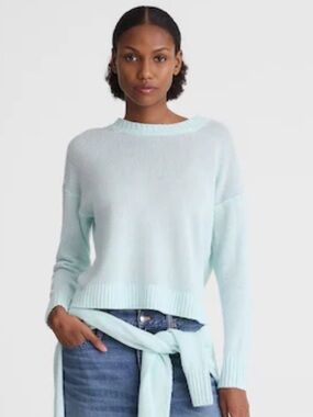 Madewell Linen Drop-Shoulder Sweater Crewneck - Light Turquoise